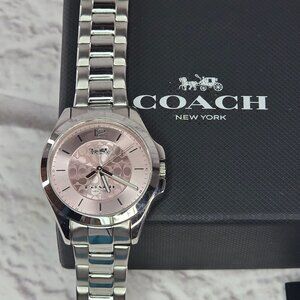 Luxury Coach Libby Watch 37mm Pink Dial Mineral Crystal Stainless Steel Case